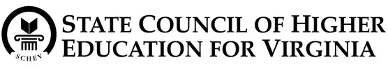 Logo of the State Council of Higher Education for Virginia with a book and column symbol on the left.